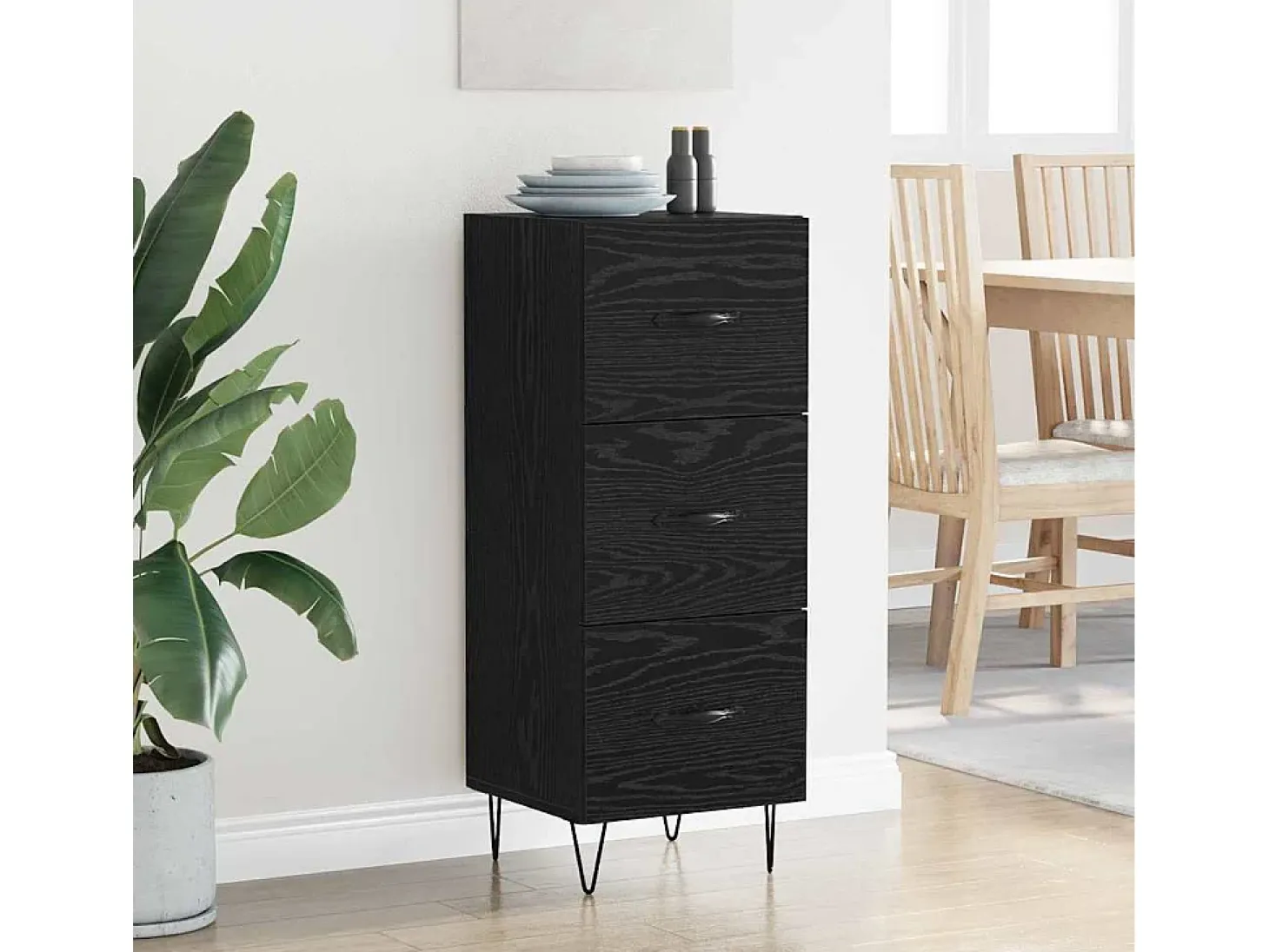 Vitrina Roble negro 34 x 34.5 x 90 cm Madera contrachapada