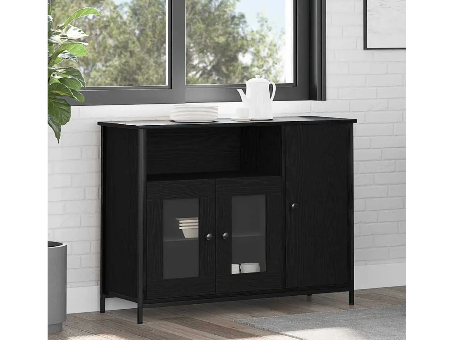 Vitrina Roble negro 100 x 35 x 75 cm Madera contrachapada