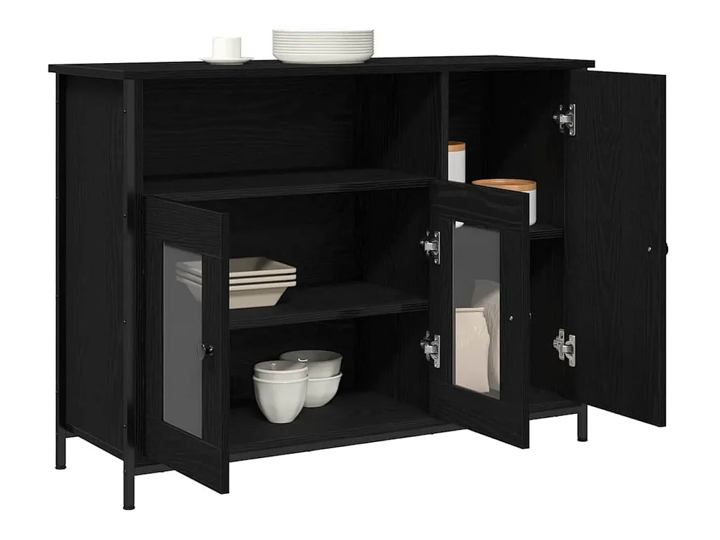 Vitrina Roble negro 100 x 35 x 75 cm Madera contrachapada