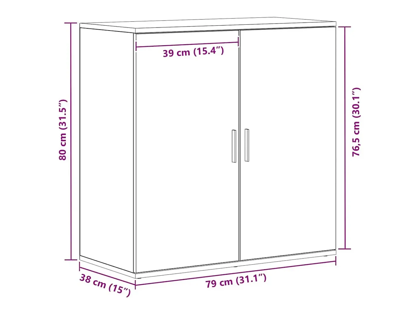 Vitrina Roble negro 79 x 38 x 80 cm Madera contrachapada