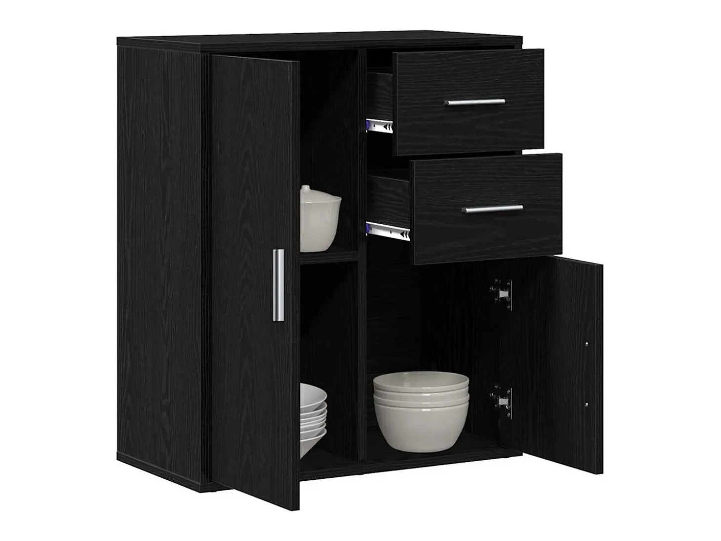 Vitrina Roble negro 60 x 31 x 70 cm Madera contrachapada