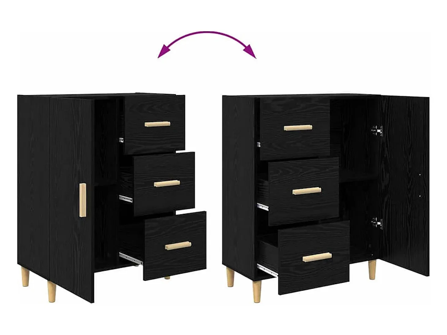 Vitrina Roble negro 34 x 69.5 x 90 cm Madera contrachapada