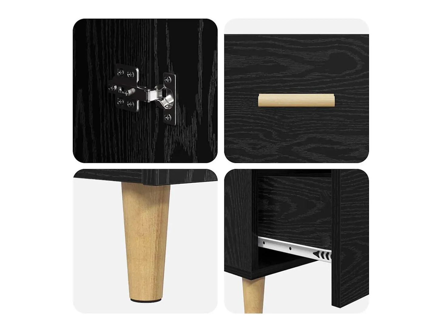 Vitrina Roble negro 34 x 69.5 x 90 cm Madera contrachapada