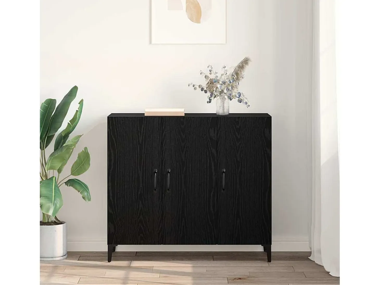 Vitrina Roble negro 34 x 90 x 80 cm Madera contrachapada