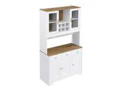 Vitrina 94.5x30x175.5 cm - 3 cajones y 5 puertas - superficie de aspecto madera - blanco