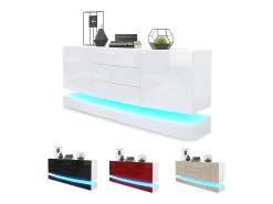 Vladon Aparador City, blanco mate/gris de alto brillo - Cómoda moderna para su salón (178 x 72 x 38 cm)