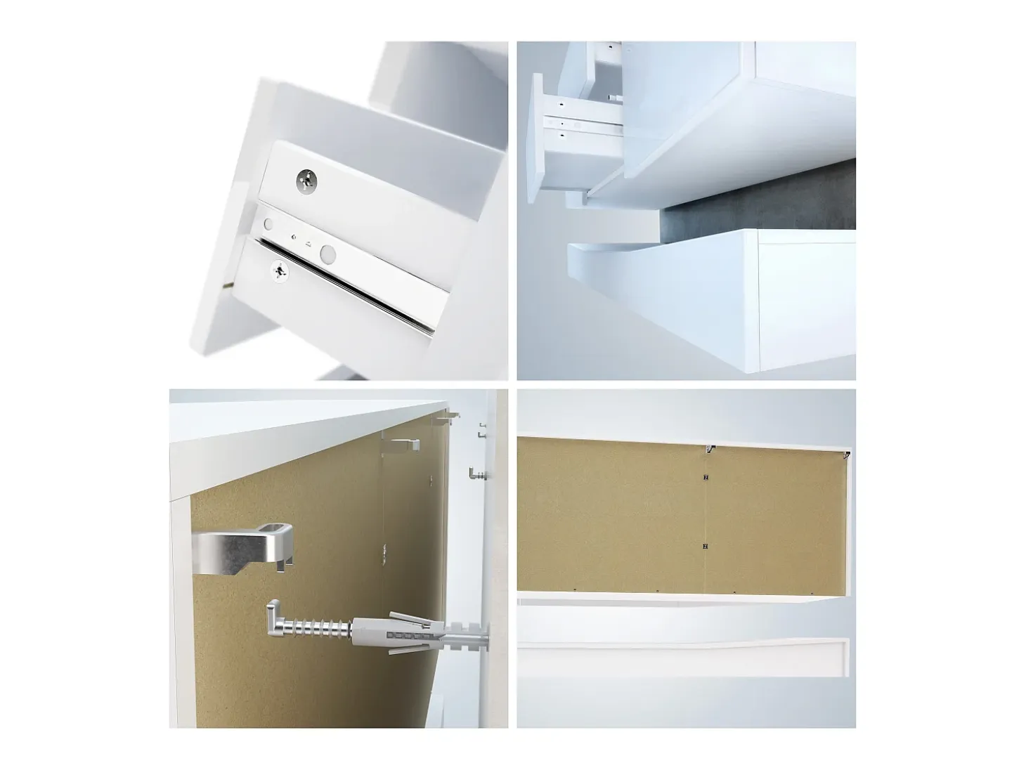 Vladon Aparador City, blanco mate/gris de alto brillo - Cómoda moderna para su salón (178 x 72 x 38 cm)