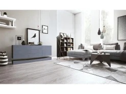 Vladon Aparador City, negro mate/gris de alto brillo - Cómoda moderna para su salón (178 x 72 x 38 cm)