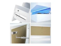Vladon Aparador City, negro mate/gris arena de alto brillo con LED - Cómoda moderna para su salón (178 x 72 x 38 cm)