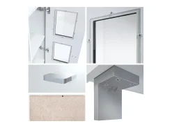 Vladon Cajonera Denjo, Cómoda con 3 Puertas, Negro mate/Negro de alto brillo/Gris de alto brillo, incluida iluminación LED (107 x 81 x 35 cm)