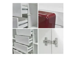 Vladon Cajonera Rova, Cómoda con 4 Puertas y 4 cajones, Blanco mate/Blanco de alto brillo (166 x 72 x 35 cm)