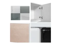 Vladon Cajonera Rova, Cómoda con 4 Puertas, Blanco mate/Negro de alto brillo (92 x 72 x 35 cm)