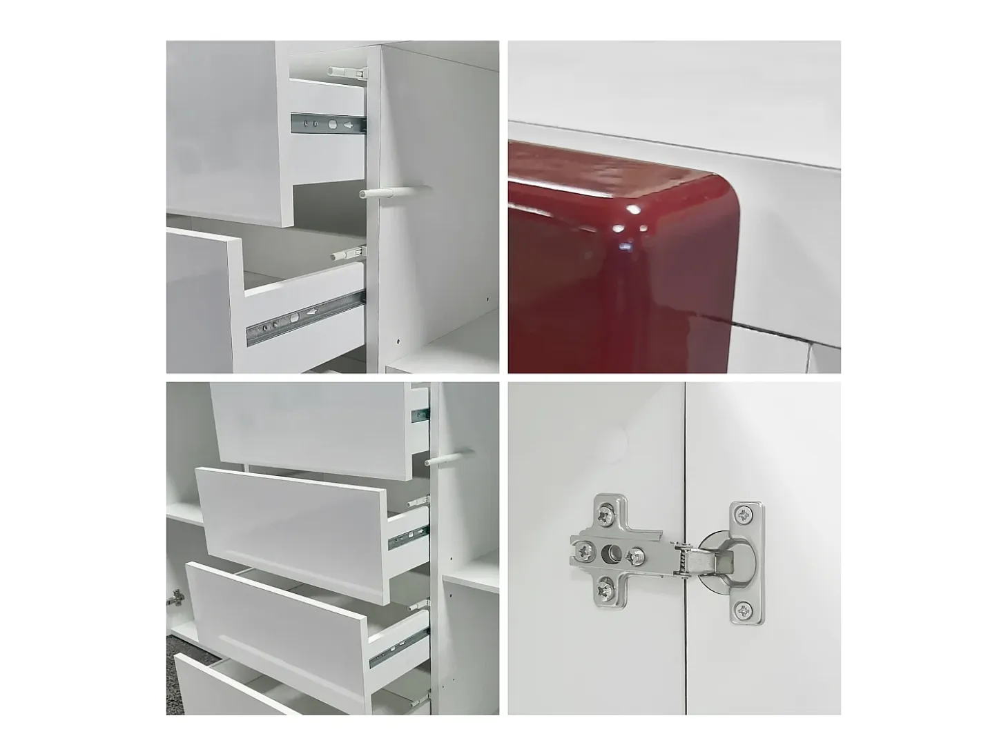 Vladon Cajonera Rova, Cómoda con 4 Puertas y 4 cajones, Blanco mate/Zarzamora de alto brillo (166 x 72 x 35 cm)