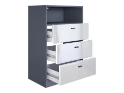 Vladon cómoda Pino V2, aparador con 3 cajones y 1 compartimento abierto, antracita mate/undefined sin LED (56 x 86,5 x 36 cm)