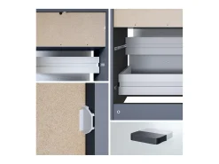 Vladon cómoda Pino V1, mesilla de noche con 2 cajones y 1 compartimento abierto, antracita mate/undefined con iluminación LED RVB (56 x 67,5 x 36 cm)