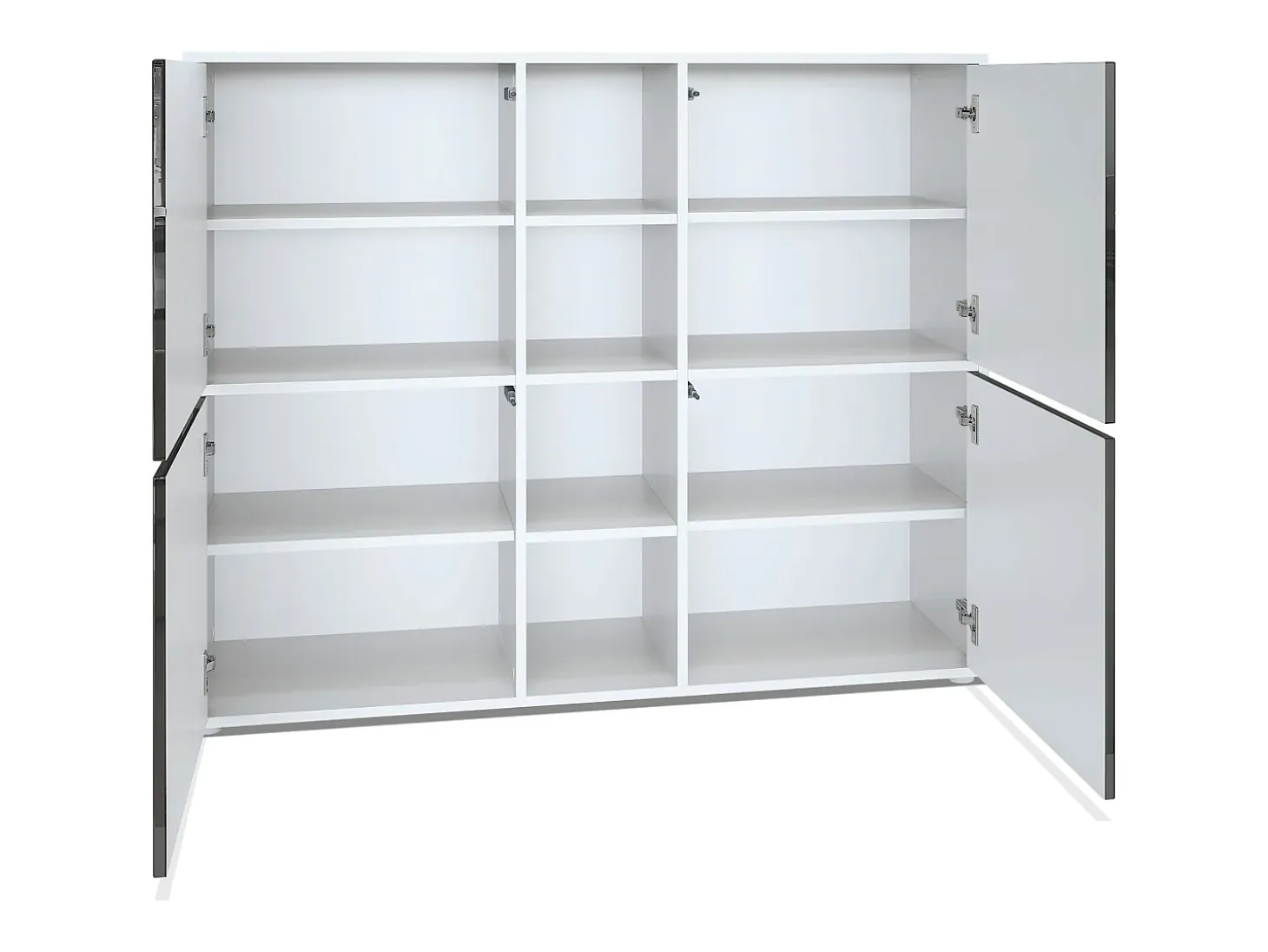 Vladon Highboard Cuba V3, blanco mate/hormigón oxidado - Aparador moderno con 12 compartimentos (130,5 x 105,5 x 35,5 cm)