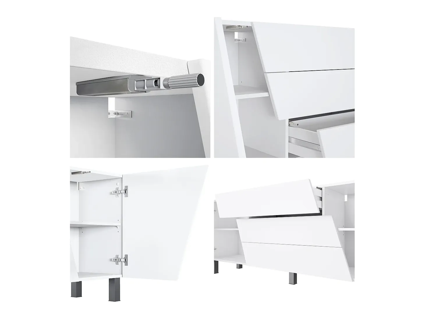 Vladon Sideboard Houston, cassettiera a 2 ante e 3 cassetti, mobile bianco opaco, frontali bianco opaco, incl. iluminación LED (178 x 57,5 x 38,5 cm)