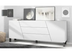 Vladon Sideboard Houston, cassettiera a 2 ante e 3 cassetti, mobile bianco opaco, frontali bianco opaco (178 x 69,5 x 38,5 cm)