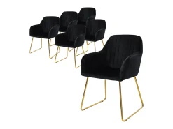 6x Silla de comedor/salón asiento ergonómico terciopelo negro patas de metal