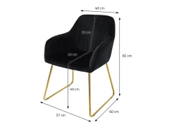 6x Silla de comedor/salón asiento ergonómico terciopelo negro patas de metal