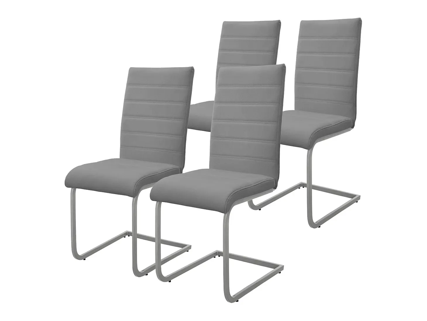 4x sillas de comedor basculante gris asientos cantilever de polipiel ergonómicos