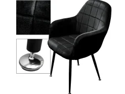 4x Sillas de comedor oficina retro asiento terciopelo tapizado negro patas metal
