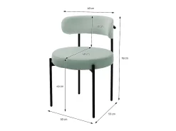 6x sillas de comedor tejido teddy verde asientos de polipiel y patas de metal