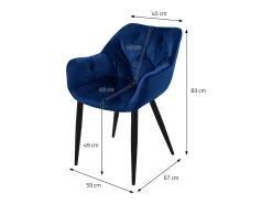 6x Sillas de terciopelo grueso azul oscuro asiento ergonómico para cocina/salón