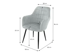 4x Sillón mueble de comedor oficina gris asientos sofá retro tapizado acolchado