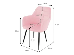 4x Sillón mueble de comedor oficina rosa asientos sofá retro tapizado acolchado