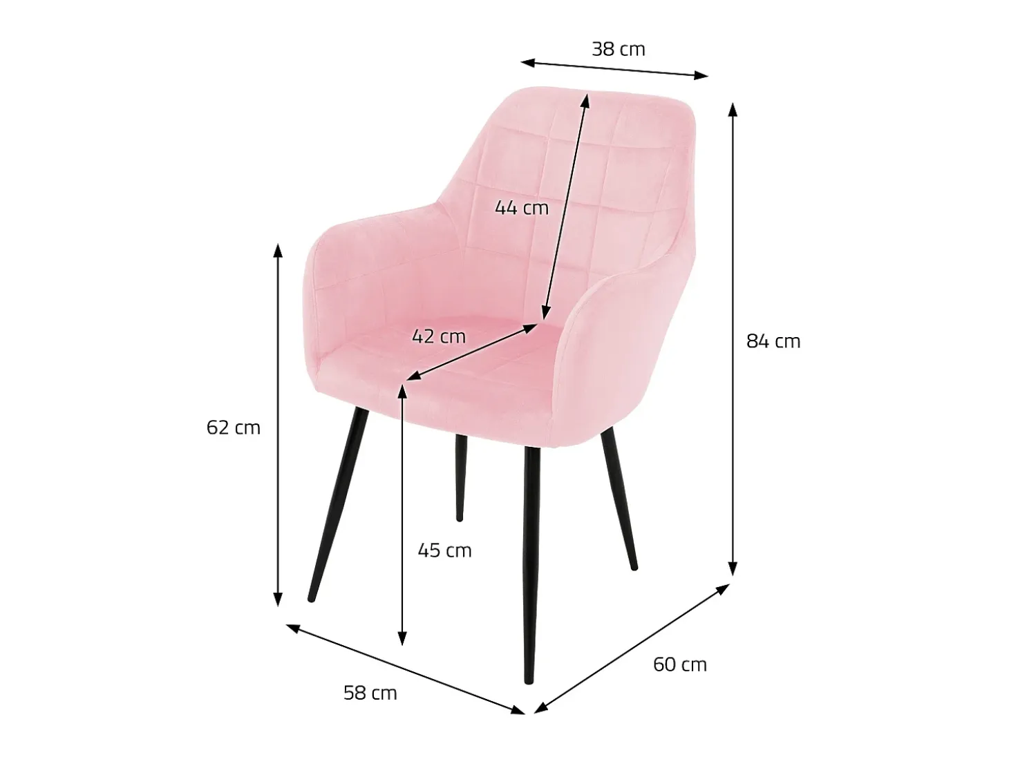 4x Sillón mueble de comedor oficina rosa asientos sofá retro tapizado acolchado