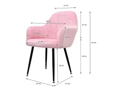 4x Sillón mueble de comedor oficina rosa asientos sofá retro tapizado acolchado