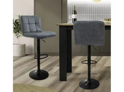 2x taburetes de bar antracita sillas con respaldo asientos ajustables 63-83 cm