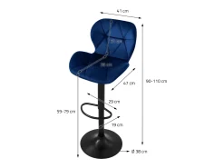 4x taburetes de bar azul sillas con respaldo asientos ajustables 63-83 cm