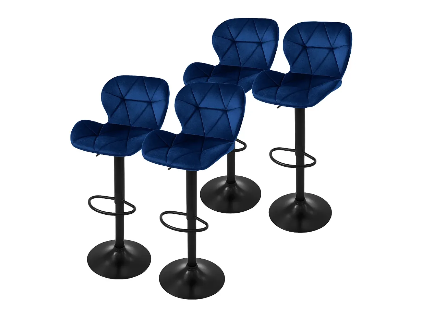 4x taburetes de bar azul sillas con respaldo asientos ajustables 63-83 cm