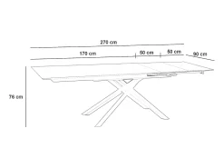 Xavier - Mesa extensible (170/270 x 90 cm) en HPL sobre MDF Blanco