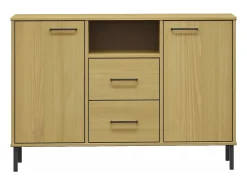 Zapatero patas de metal OSLO madera maciza marrón 113x40x77 cm