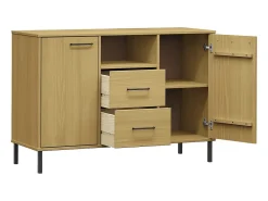 Zapatero patas de metal OSLO madera maciza marrón 113x40x77 cm