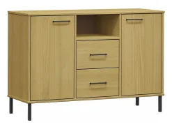 Zapatero patas de metal OSLO madera maciza marrón 113x40x77 cm