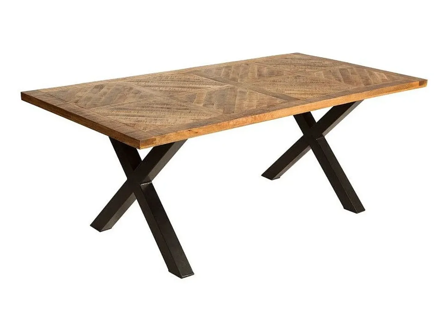 ZAREL 200 cm – Tablero de madera maciza de mango y metal negro