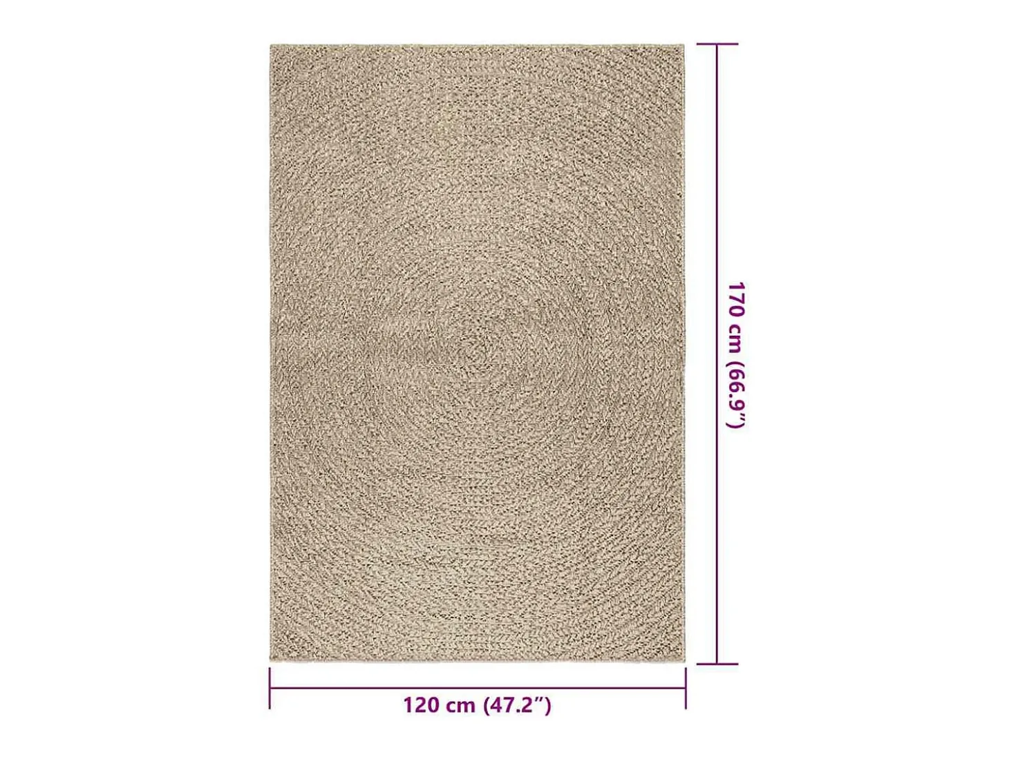 ZIZUR alfombra beige 120x170 cm aspecto yute interior exterior