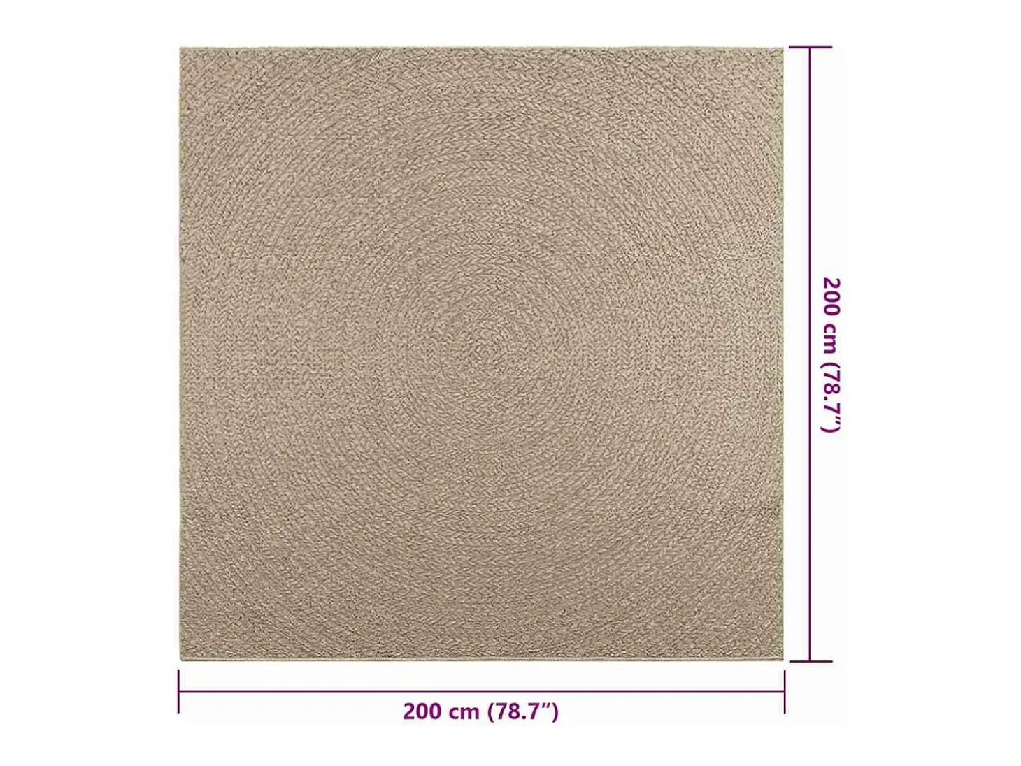 ZIZUR alfombra beige 200x200 cm aspecto yute interior exterior